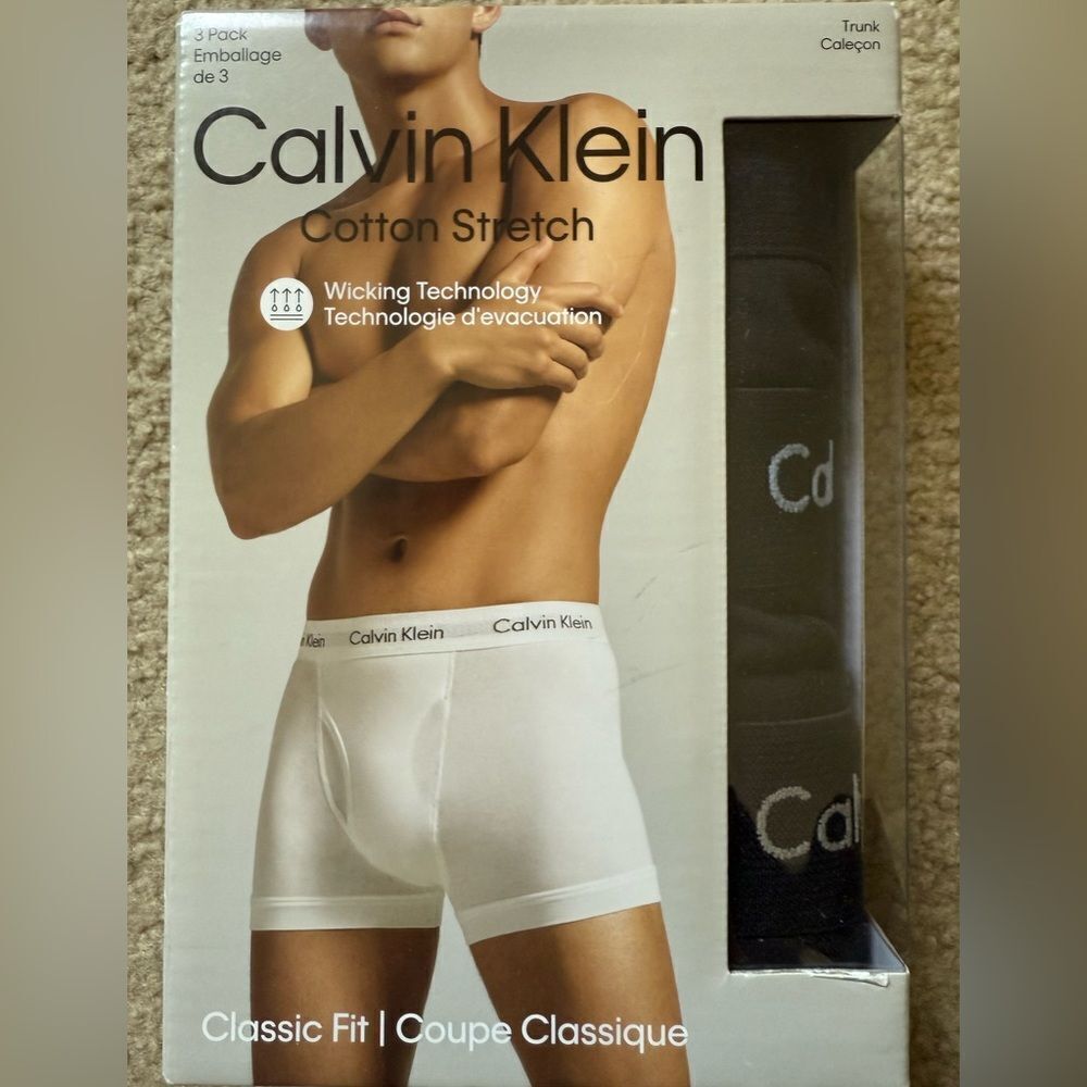 Calvin Klein Men's Cotton Stretch Underwear Classic Fit Black Size S 3 pack